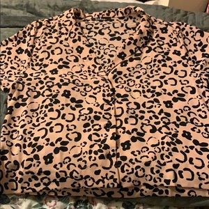 Pink leopard print blouse